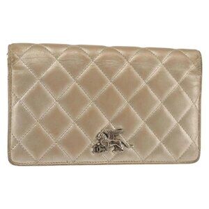 CHANEL Matelasse Long Wallet Lamb Skin Gold CC Auth 143008